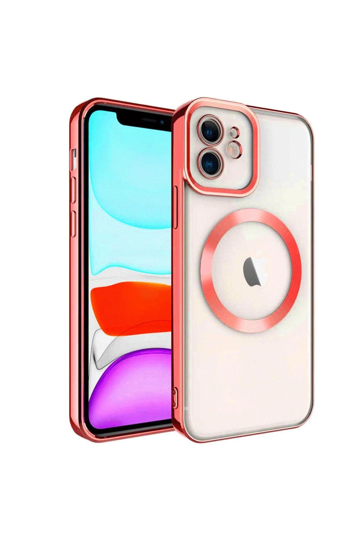 NewFace iPhone 12 Kılıf Kross Magneticsafe Kapak - Kırmızı SVLRS