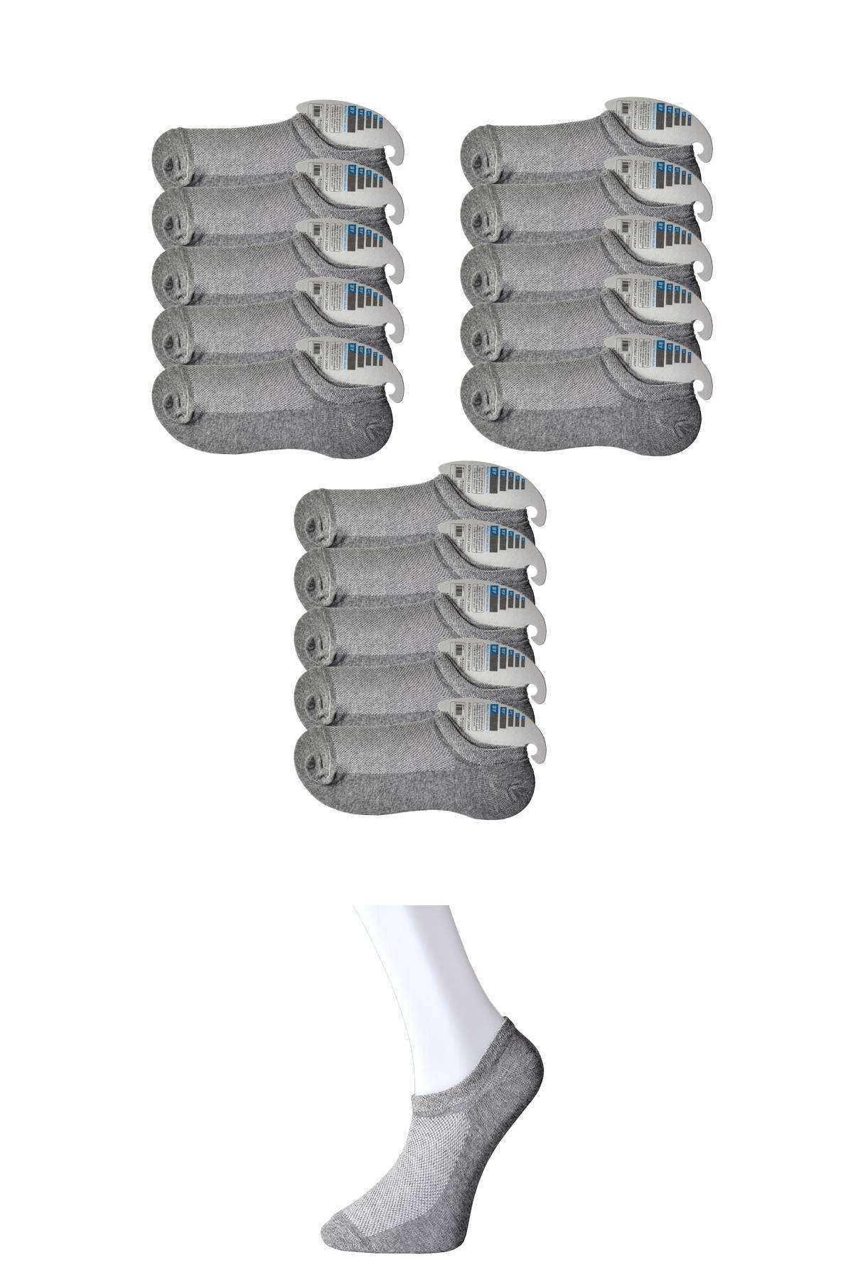 MBB ETİCARET Gri Erkek Görünmez Çorap 15 çift