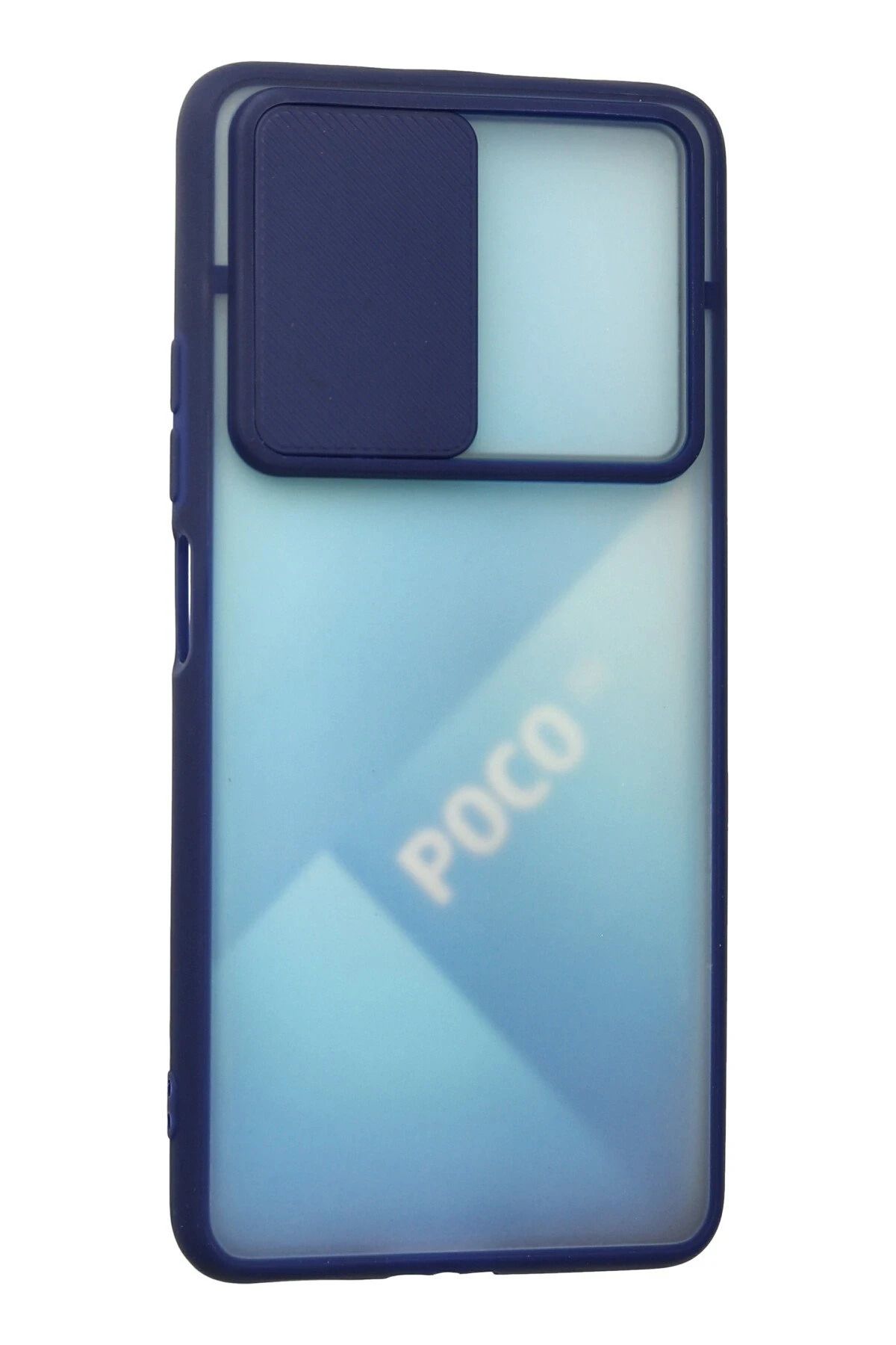 NewFace Xiaomi Poco F3 Kılıf Palm Buzlu Kamera Sürgülü Silikon - Lacivert WLZOR