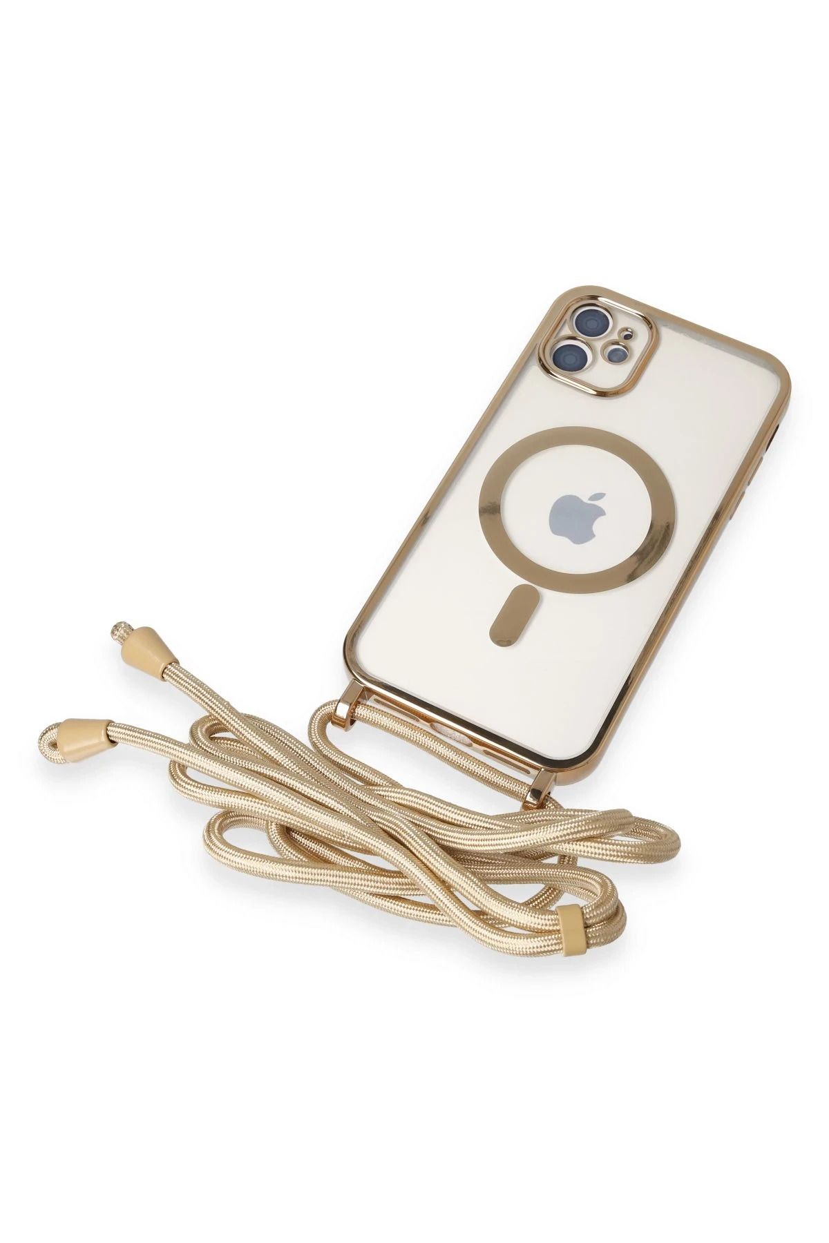 NewFace iPhone 11 Kılıf Divo Lazer Askılı Magsafe Kapak - Gold SVLRS