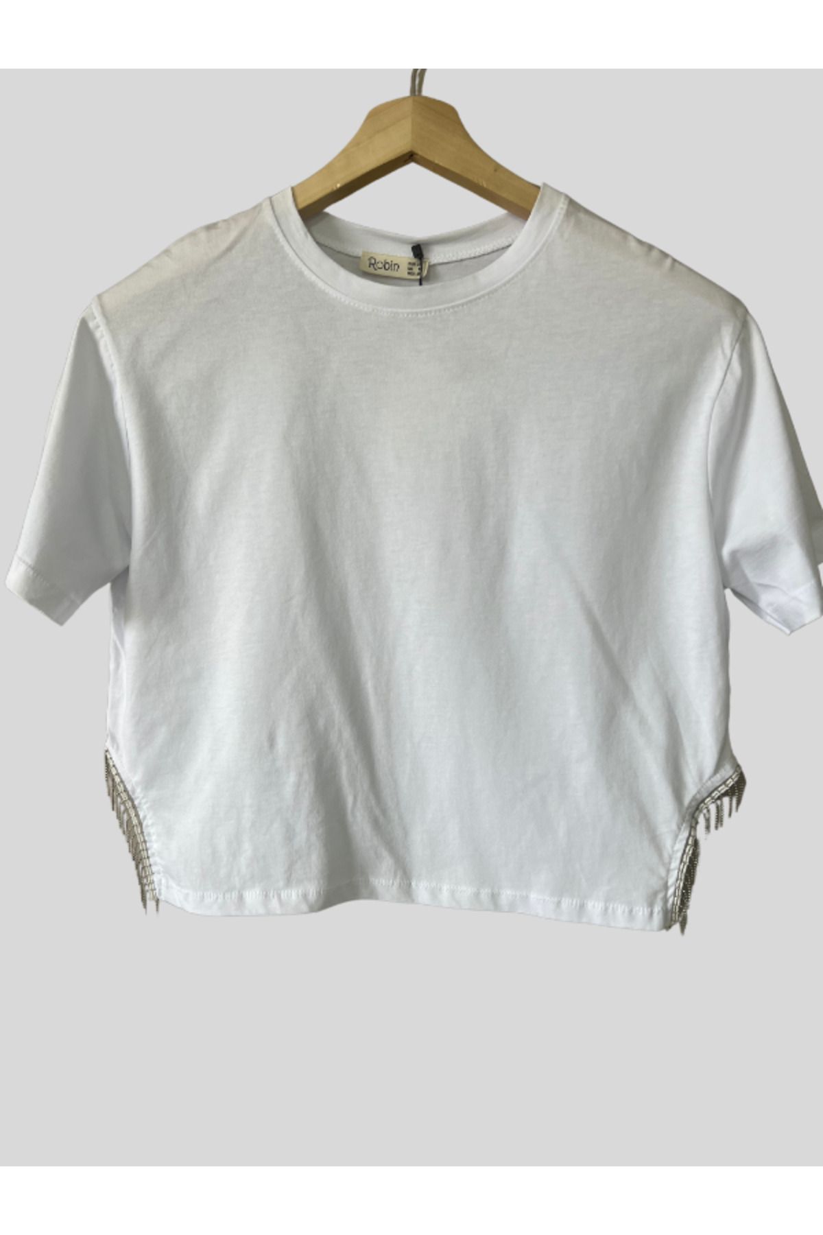 Robin Taş Detaylı Crop T-shirt