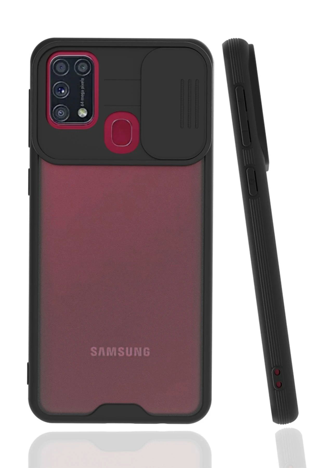 NewFace Samsung Galaxy M31 Kılıf Platin Kamera Koruma Silikon - Siyah SVLRS
