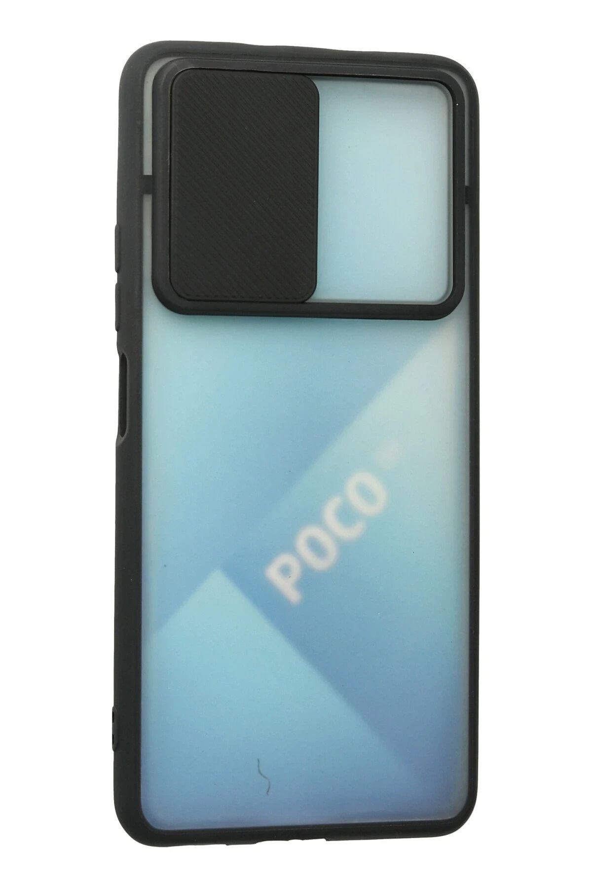 NewFace Xiaomi Poco F3 Kılıf Palm Buzlu Kamera Sürgülü Silikon - Siyah WLZOR