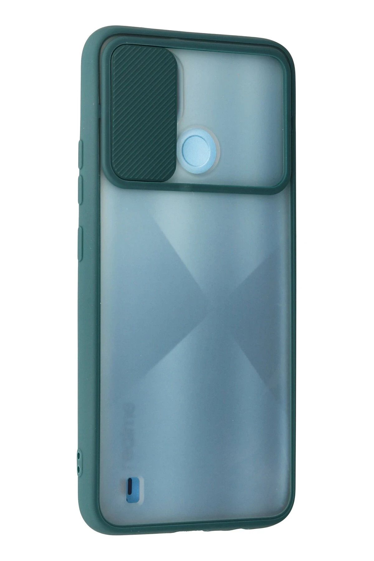 NewFace Realme C21 Kılıf Palm Buzlu Kamera Sürgülü Silikon - Yeşil SVLRS