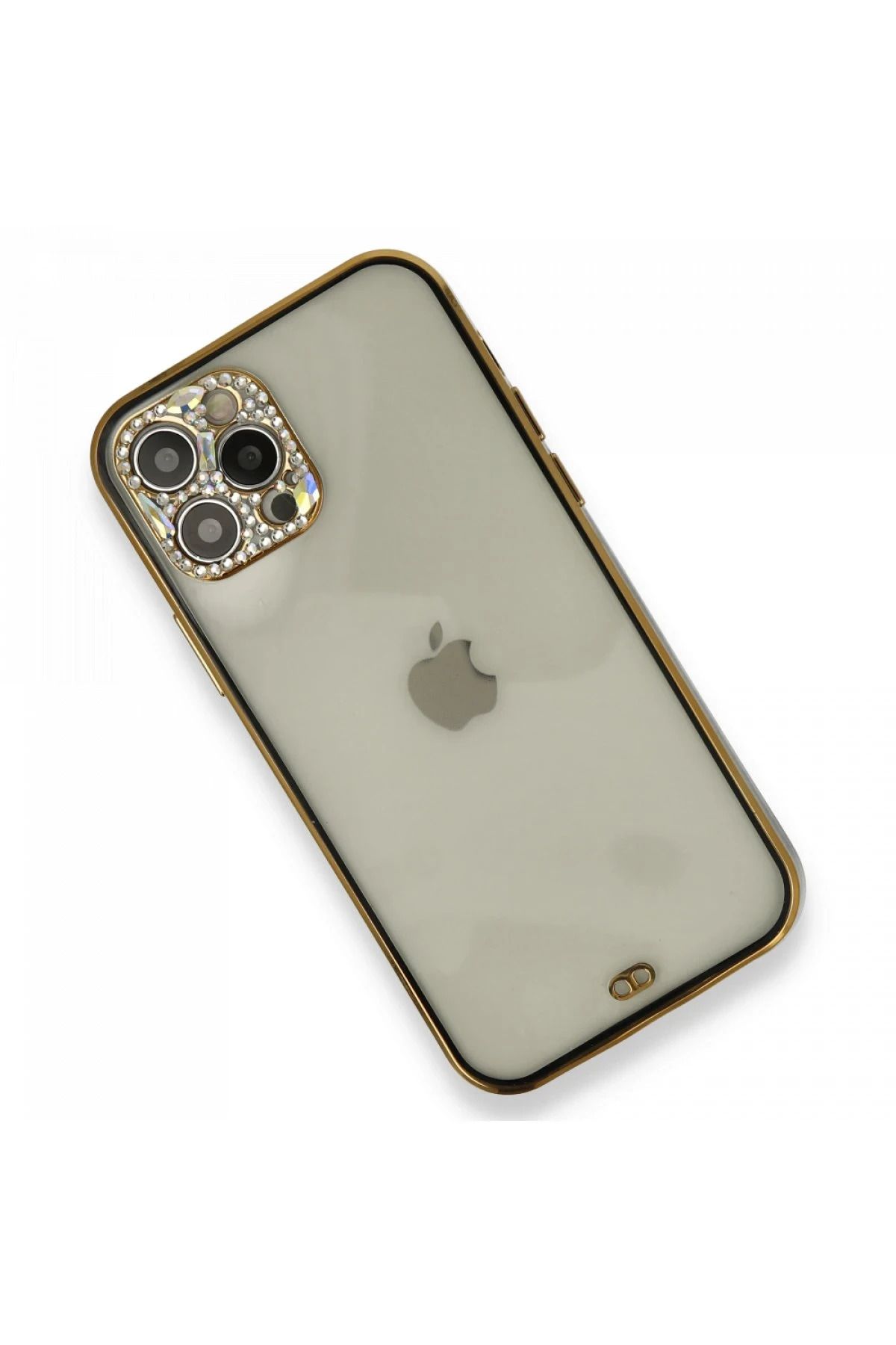 NewFace iPhone 12 Pro Uyumlu Kılıf Liva Taşlı Silikon - Siyah