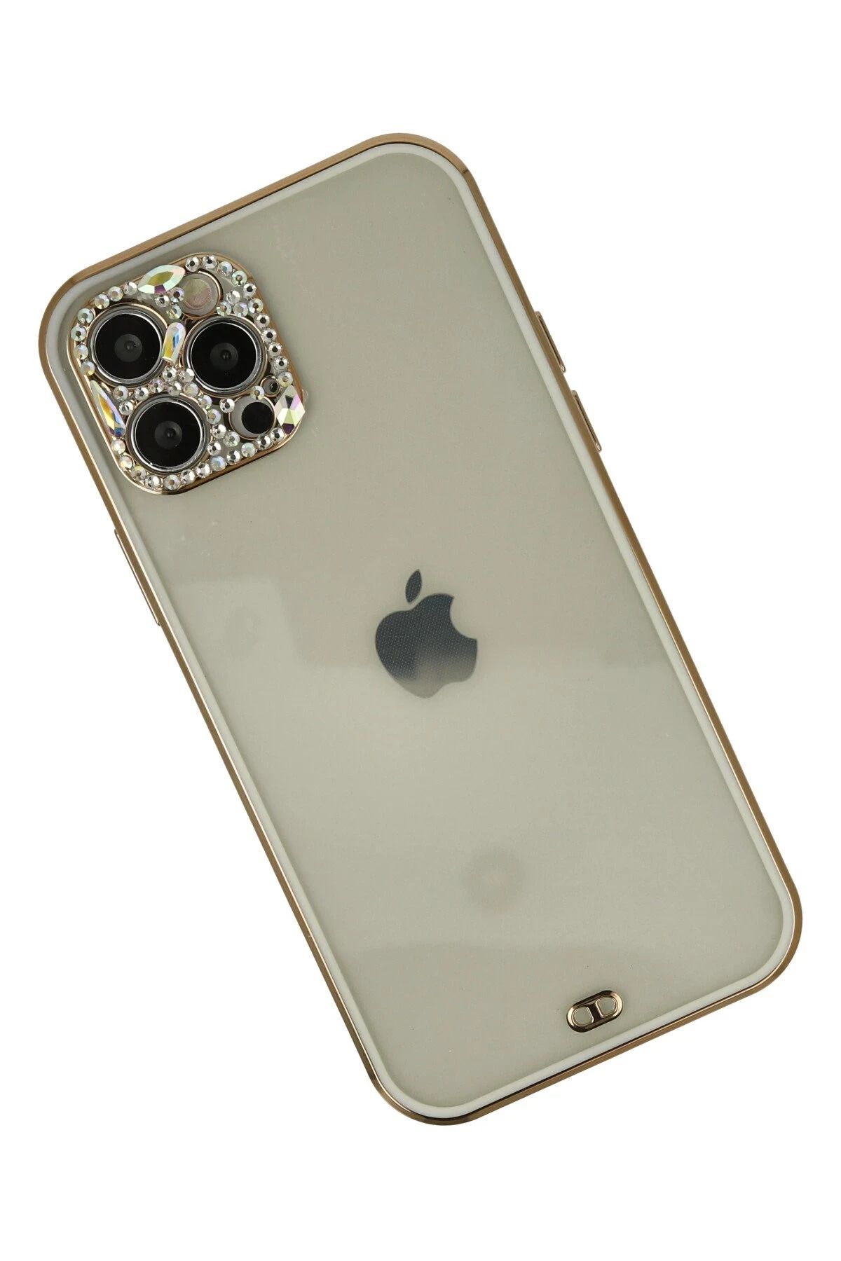 NewFace iPhone 12 Pro Max Kılıf uyumlu  Liva Taşlı Silikon - Beyaz SVLRS