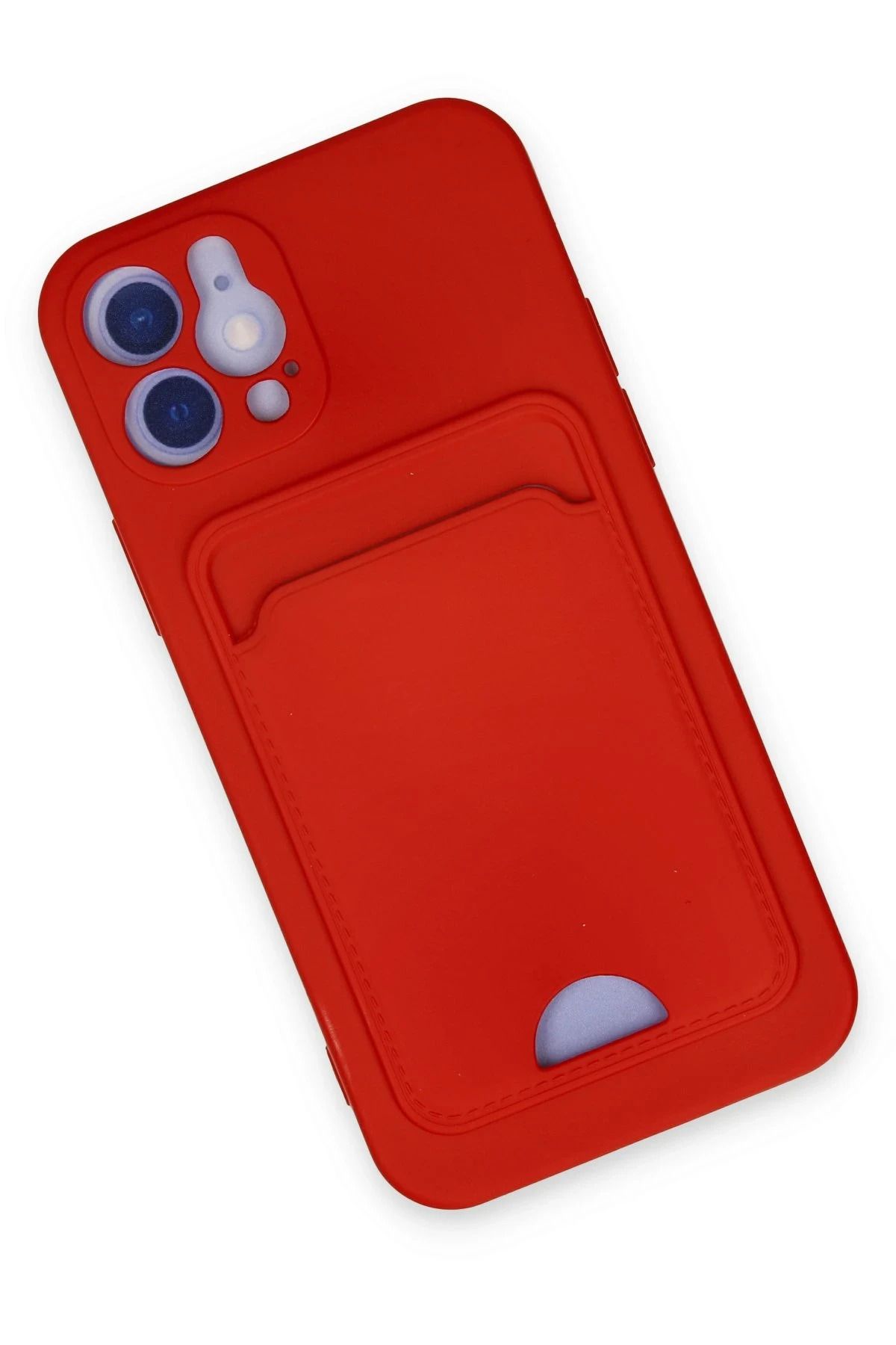 NewFace iPhone 12 Kılıf Kelvin Kartvizitli Silikon - Kırmızı ALMLA