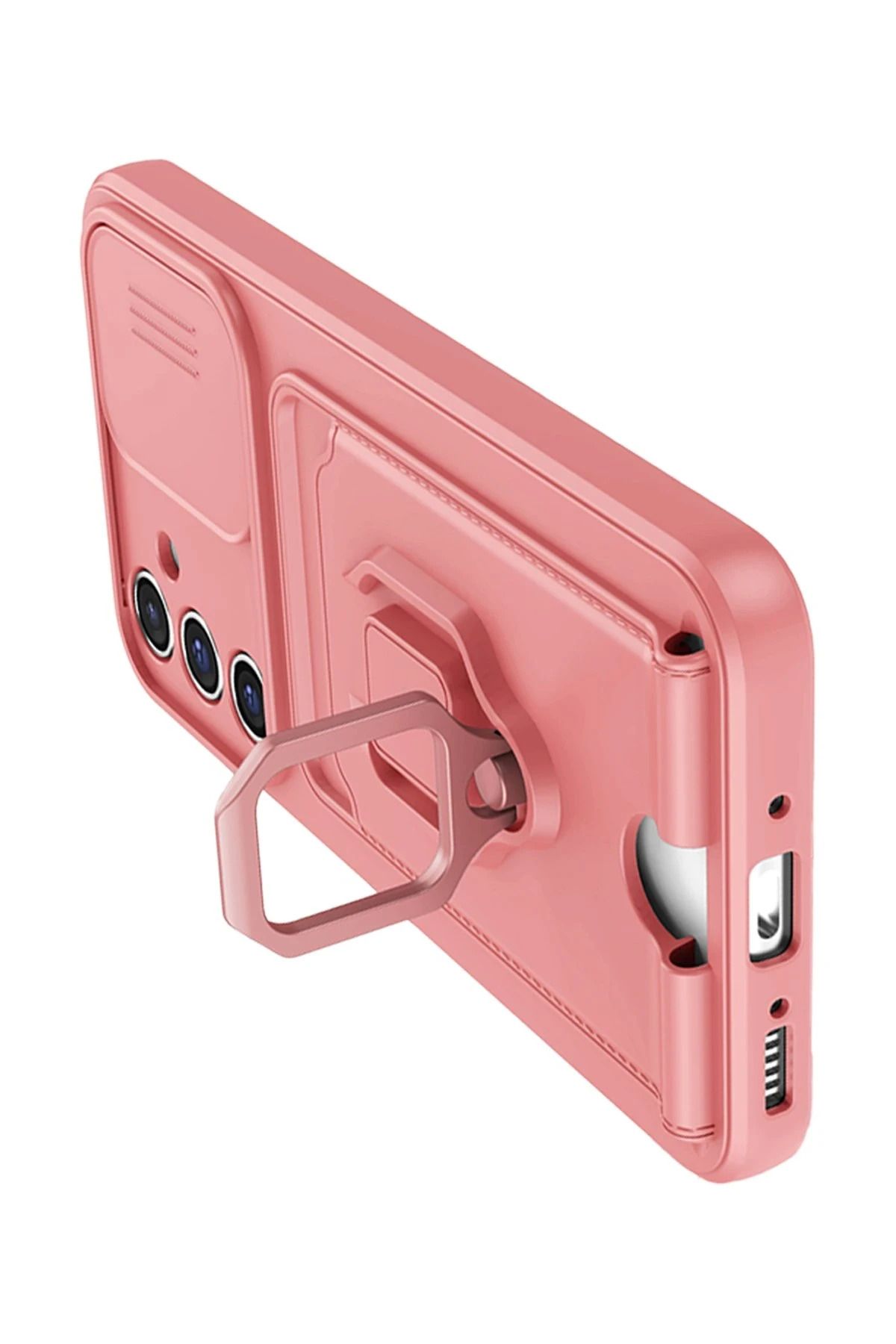 NewFace Samsung Galaxy A05S Kılıf Zuma Kartvizitli Yüzüklü Silikon - Pembe SVLRS