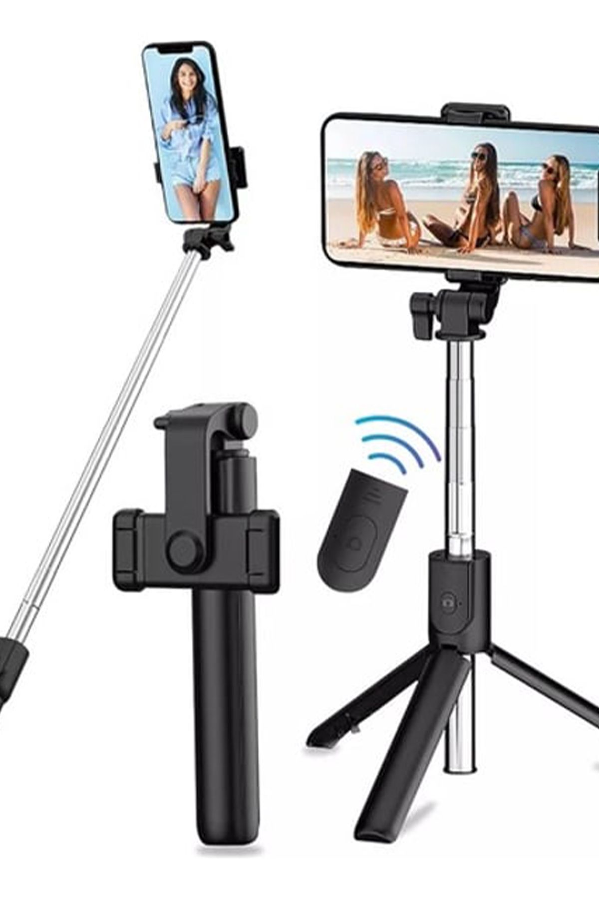 CİYU TİCARET Akılı telefonlar için tripod kumandalı ultra hafif 360' derece dönebilen başlık katlanabilir tripod