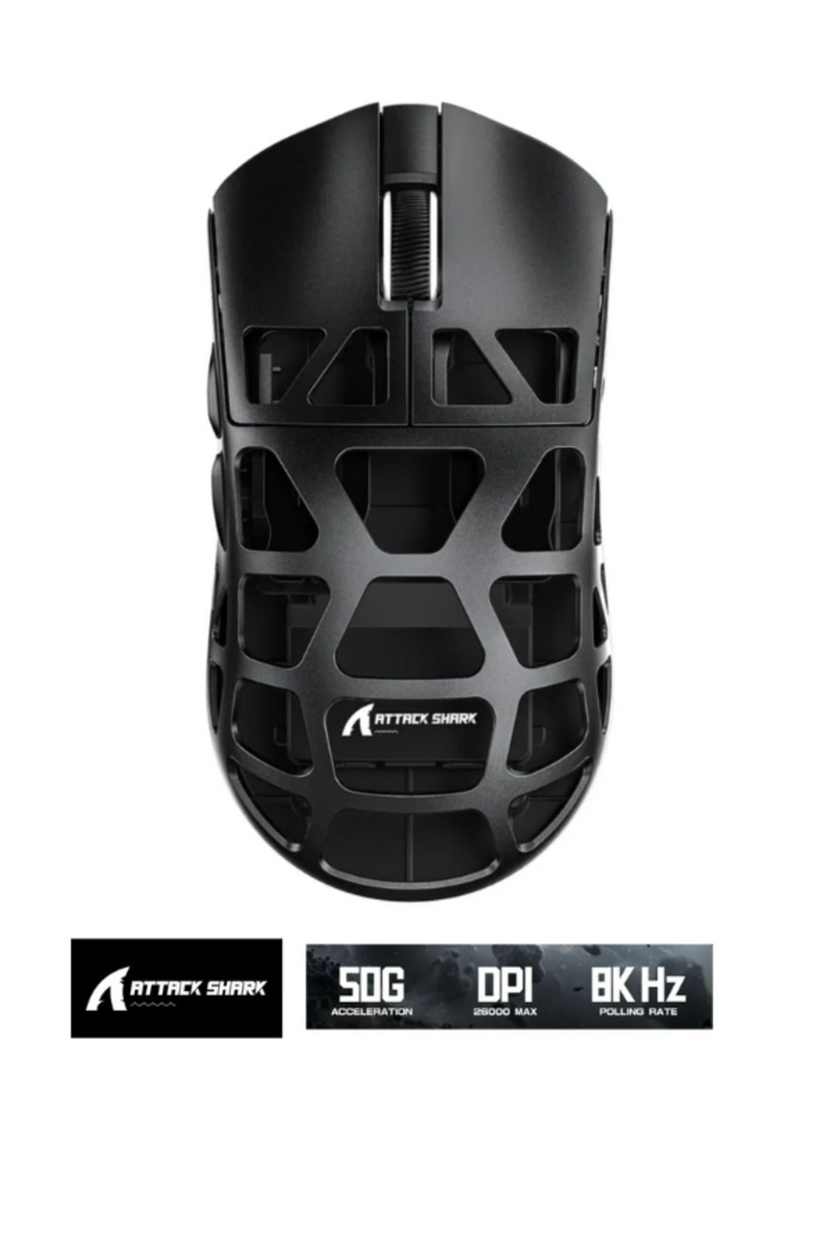 Hietech Attack Shark R3 Magnezyum Alaşımlı APP Uygulamalı 8Khz Ultra Hız Tepki 26.000DPI Gaming Oyuncu Mouse