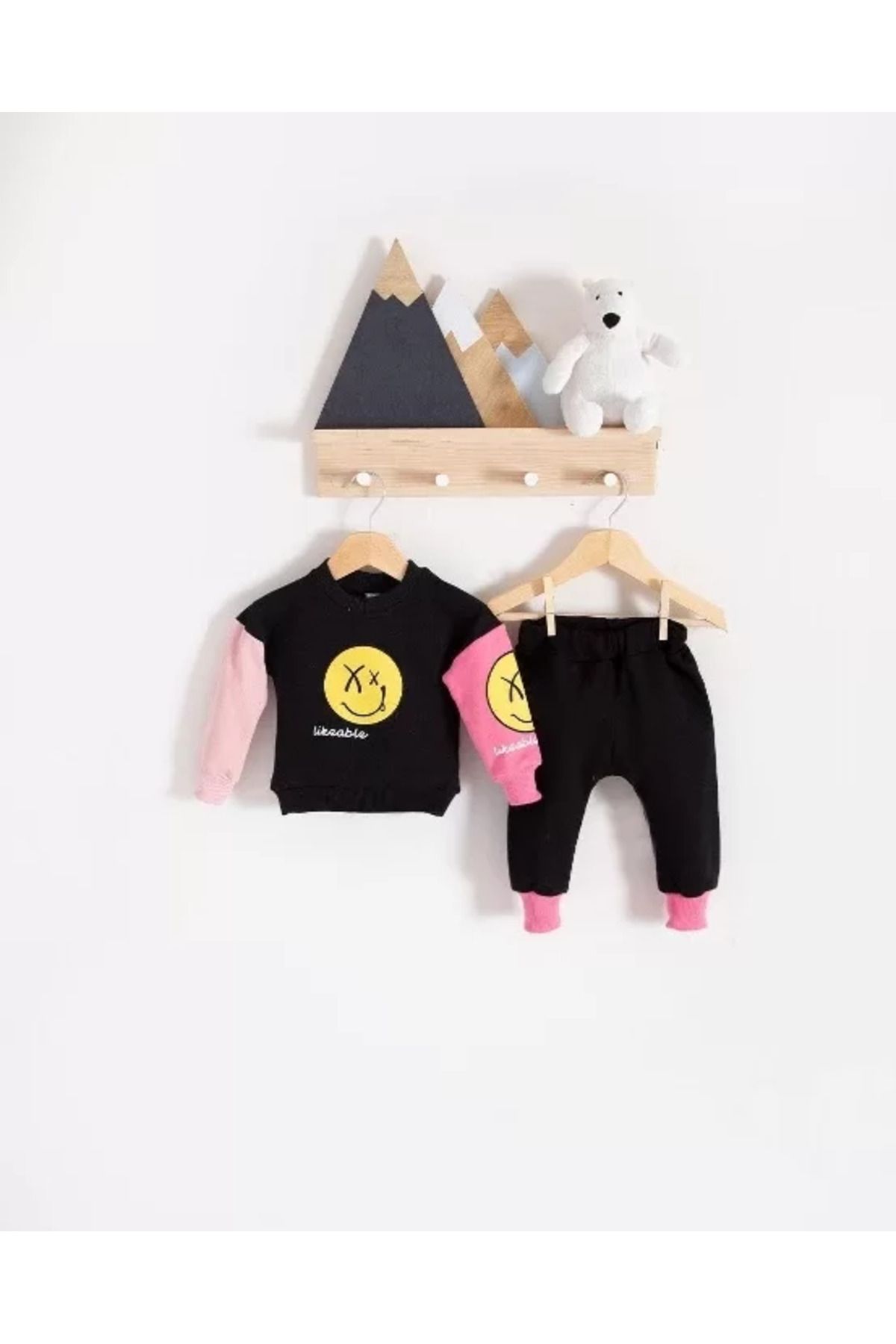 Shop58 Erkek Bebek Emoji Baskılı Takım % 100 Pamuk