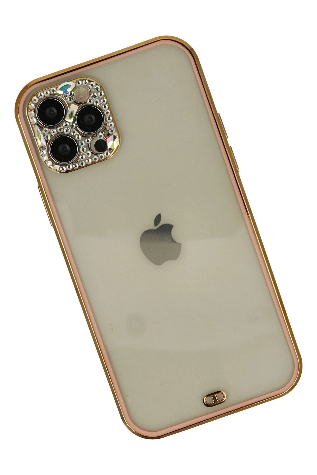 NewFace iPhone 12 Pro Max Uyumlu  Kılıf Liva Taşlı Silikon - Pembe SVLRS