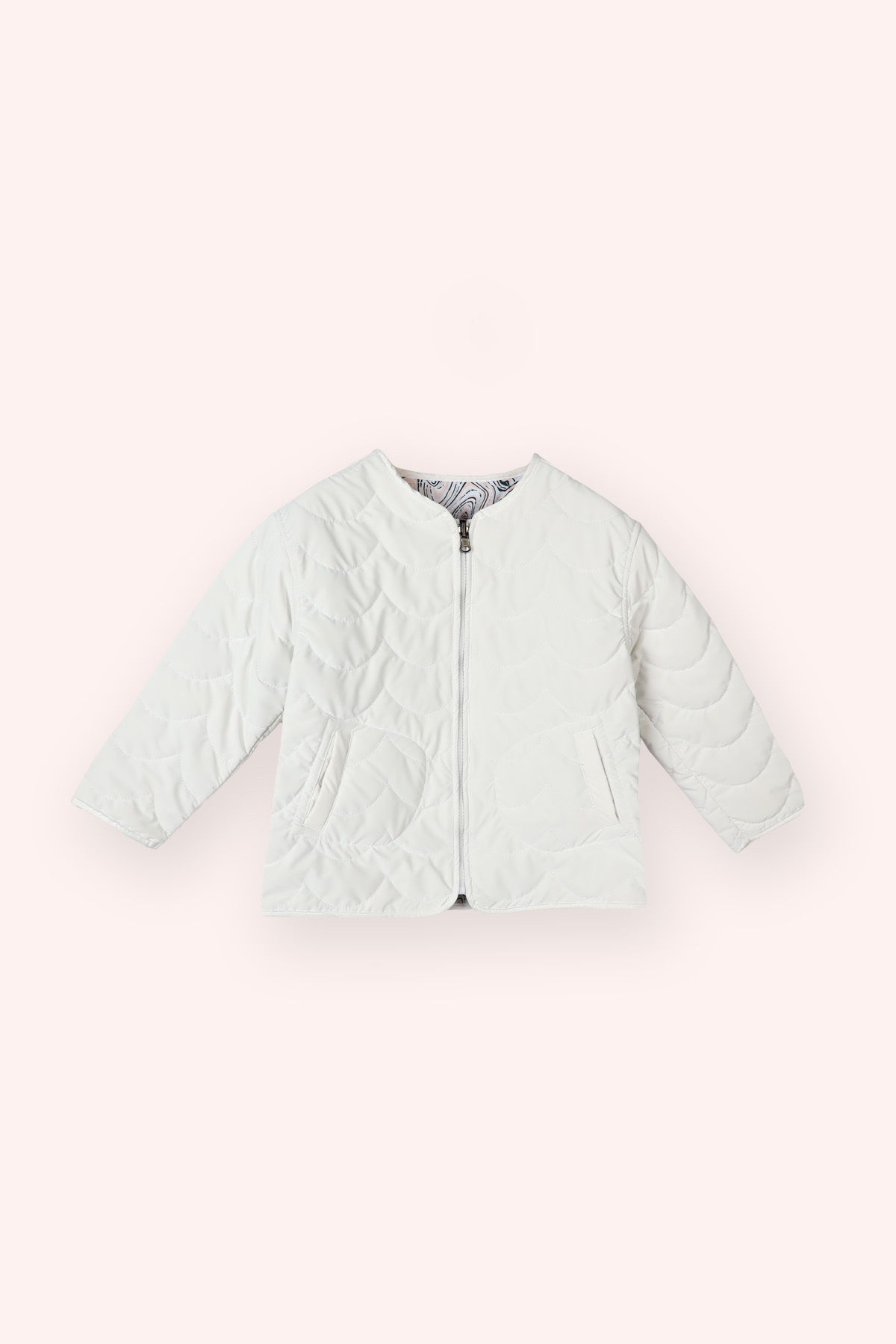 Panço Kız Bebek Yuvarlak Yaka Çift Taraflı Beyaz Mont fotoğrafı 6 (önizleme)