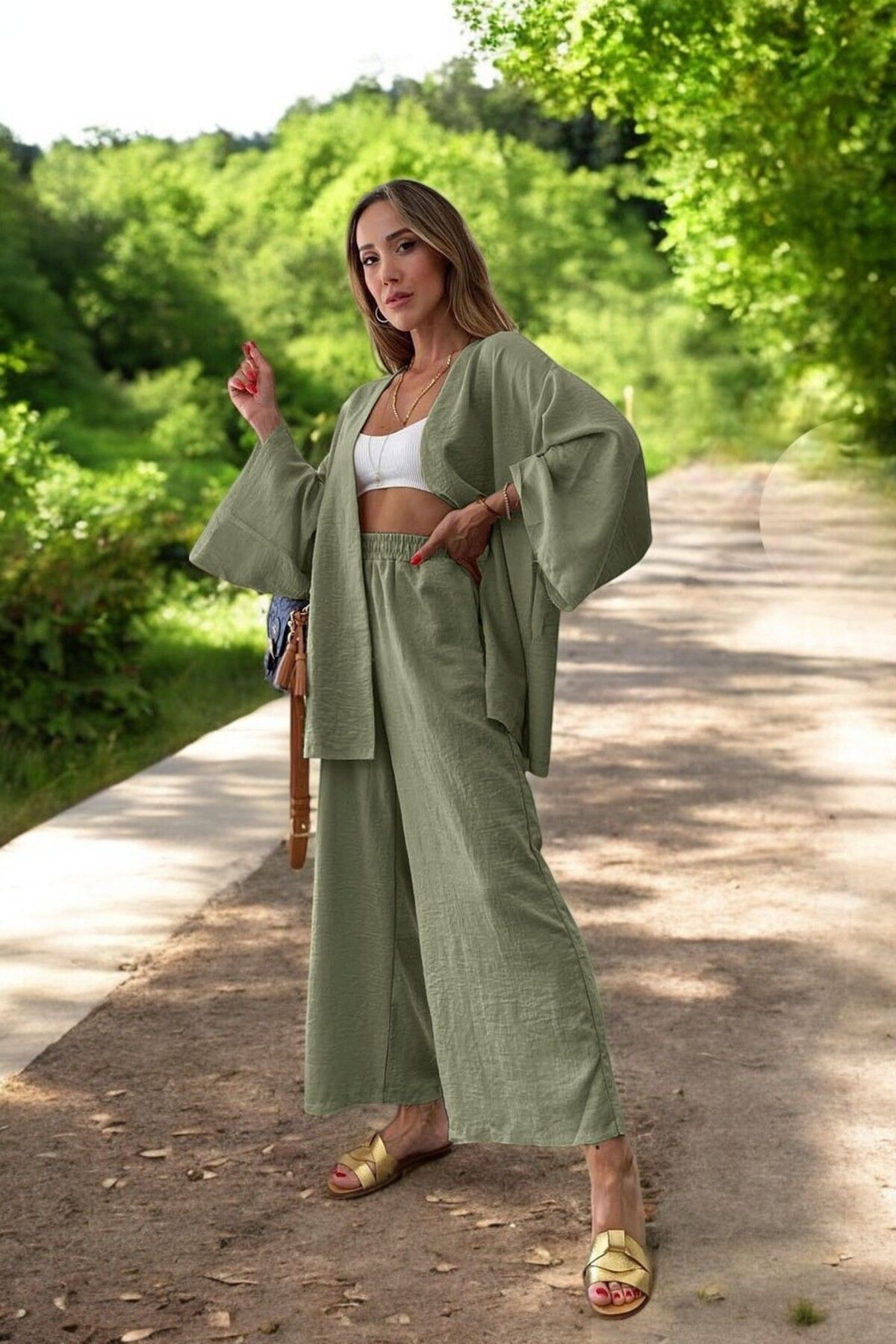 Barbora Rahat Kimono Keten Takım
