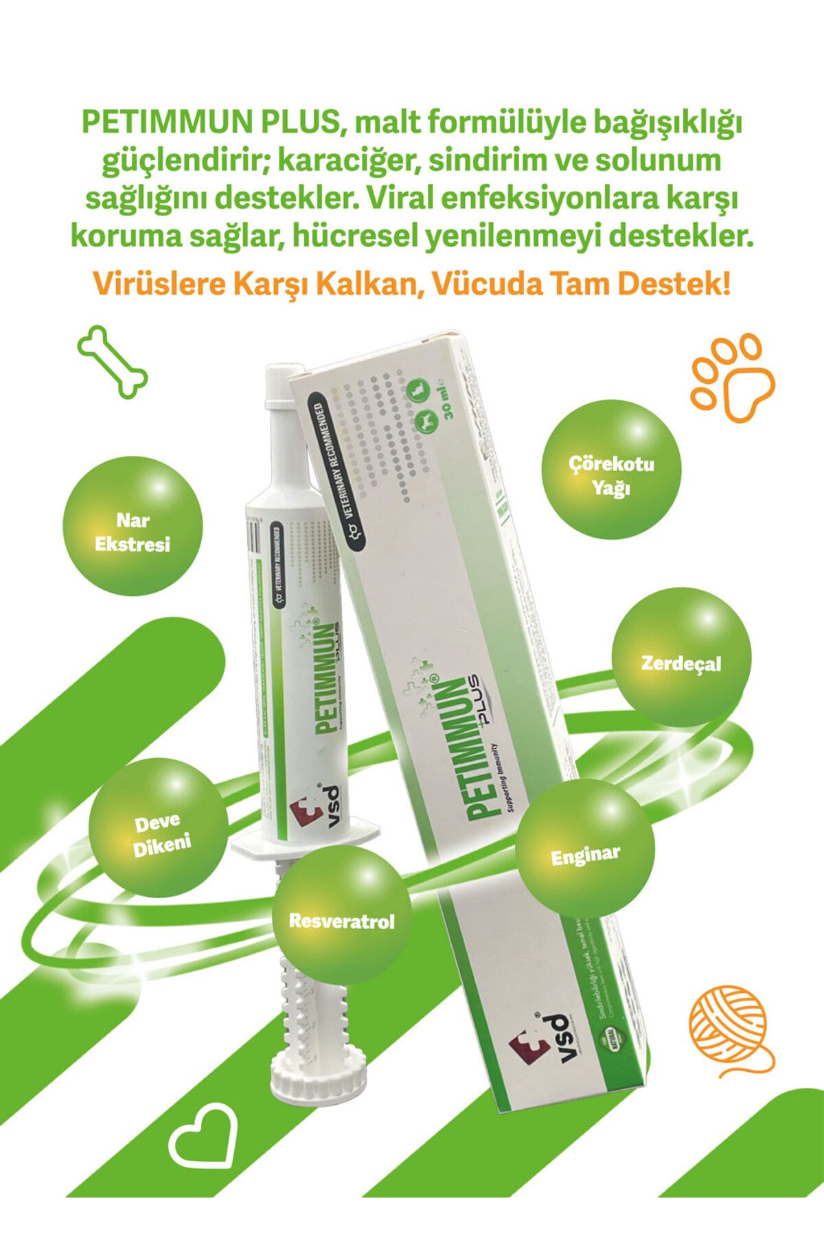 vsd PETIMMUN PLUS 30ml Malt Kediler için Karaciğer Desteği
