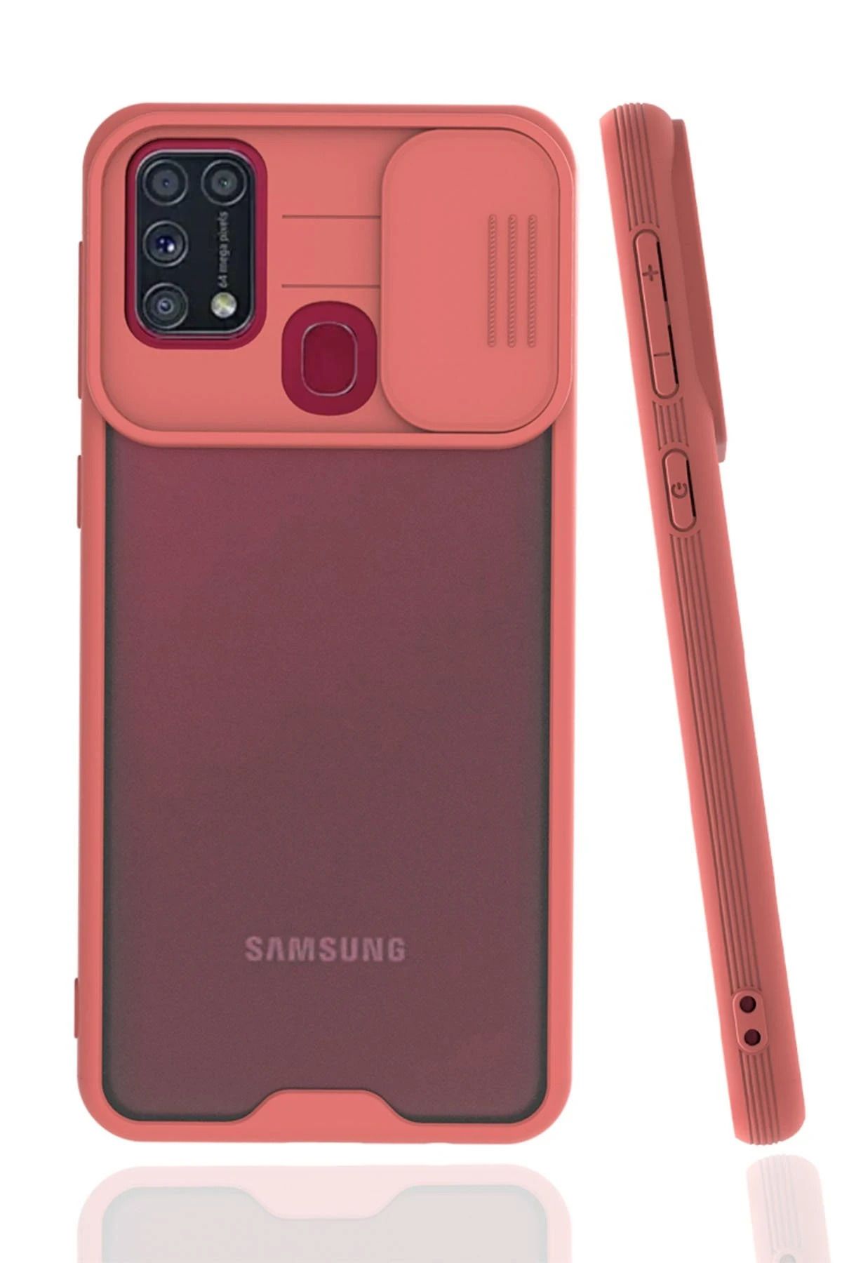 NewFace Samsung Galaxy M31 Kılıf Platin Kamera Koruma Silikon - Pembe SVLRS