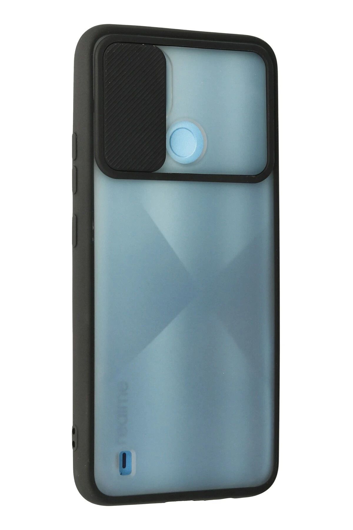 NewFace Realme C21 Kılıf Palm Buzlu Kamera Sürgülü Silikon - Siyah SVLRS