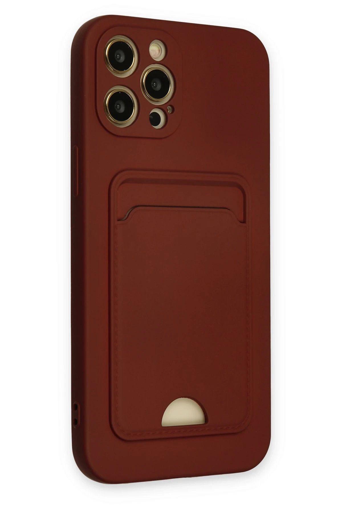 NewFace iPhone 12 Pro Max Kılıf Kelvin Kartvizitli Silikon - Bordo SVLRS