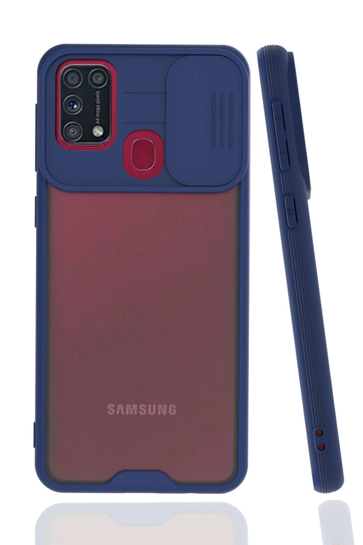 NewFace Samsung Galaxy M31 Kılıf Platin Kamera Koruma Silikon - Lacivert SVLRS