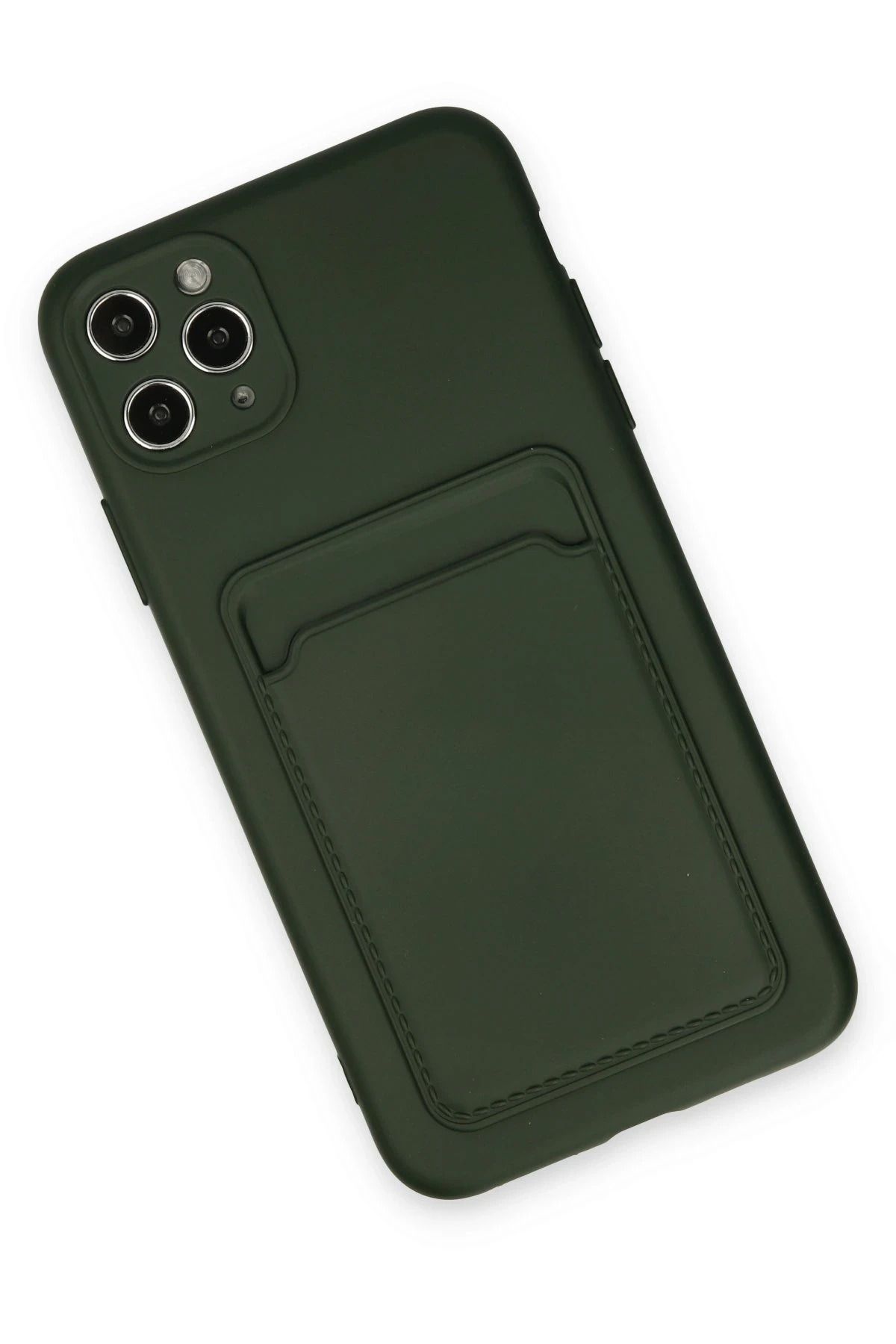 NewFace iPhone 11 Pro Max Kılıf Kelvin Kartvizitli Silikon - Koyu Yeşil SVLRS