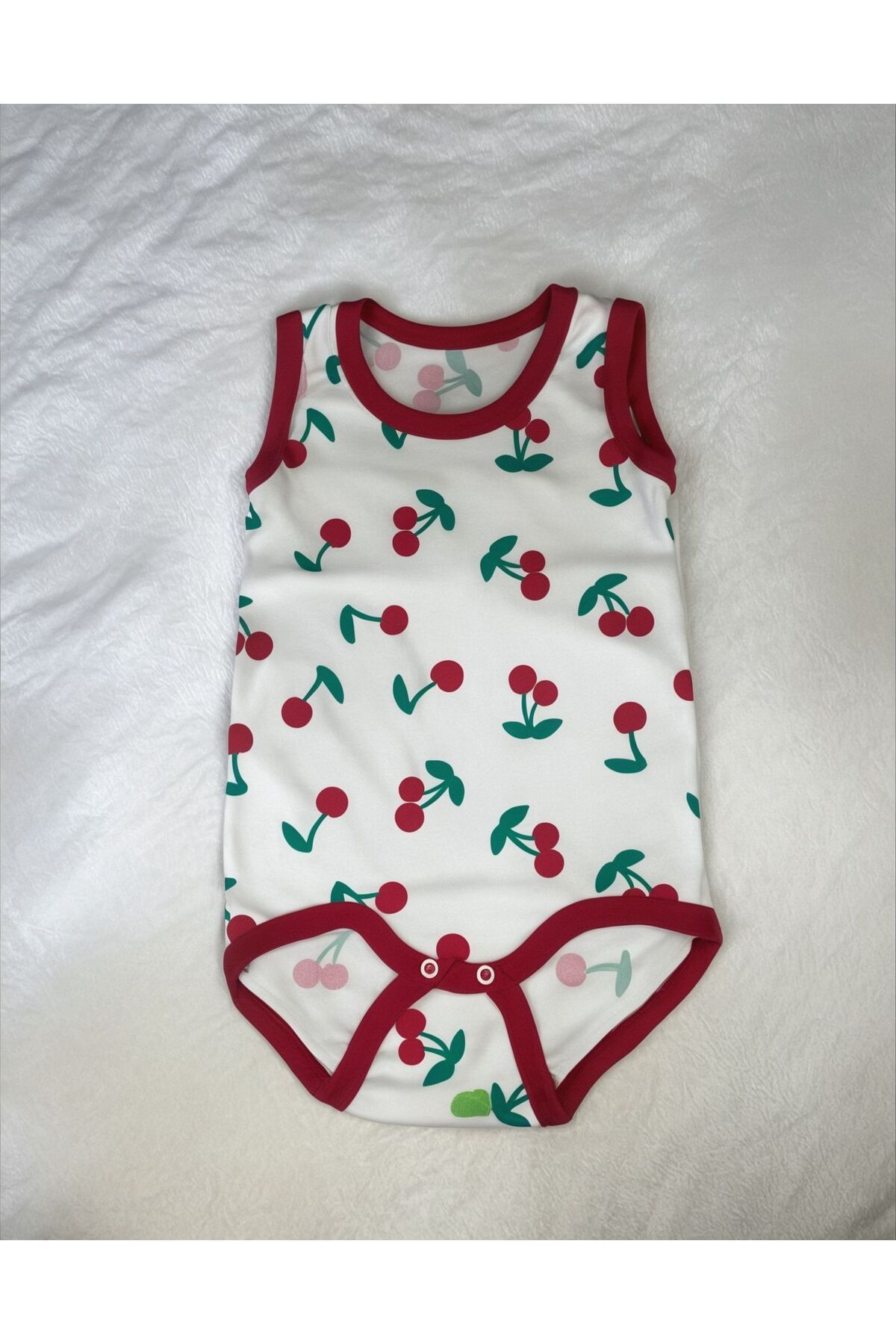 wawa bebek %100pamuk Unisex Bebek Ve Çoçuk Kiraz Baskılı Body Ve Zıbın 0-3 Yaş