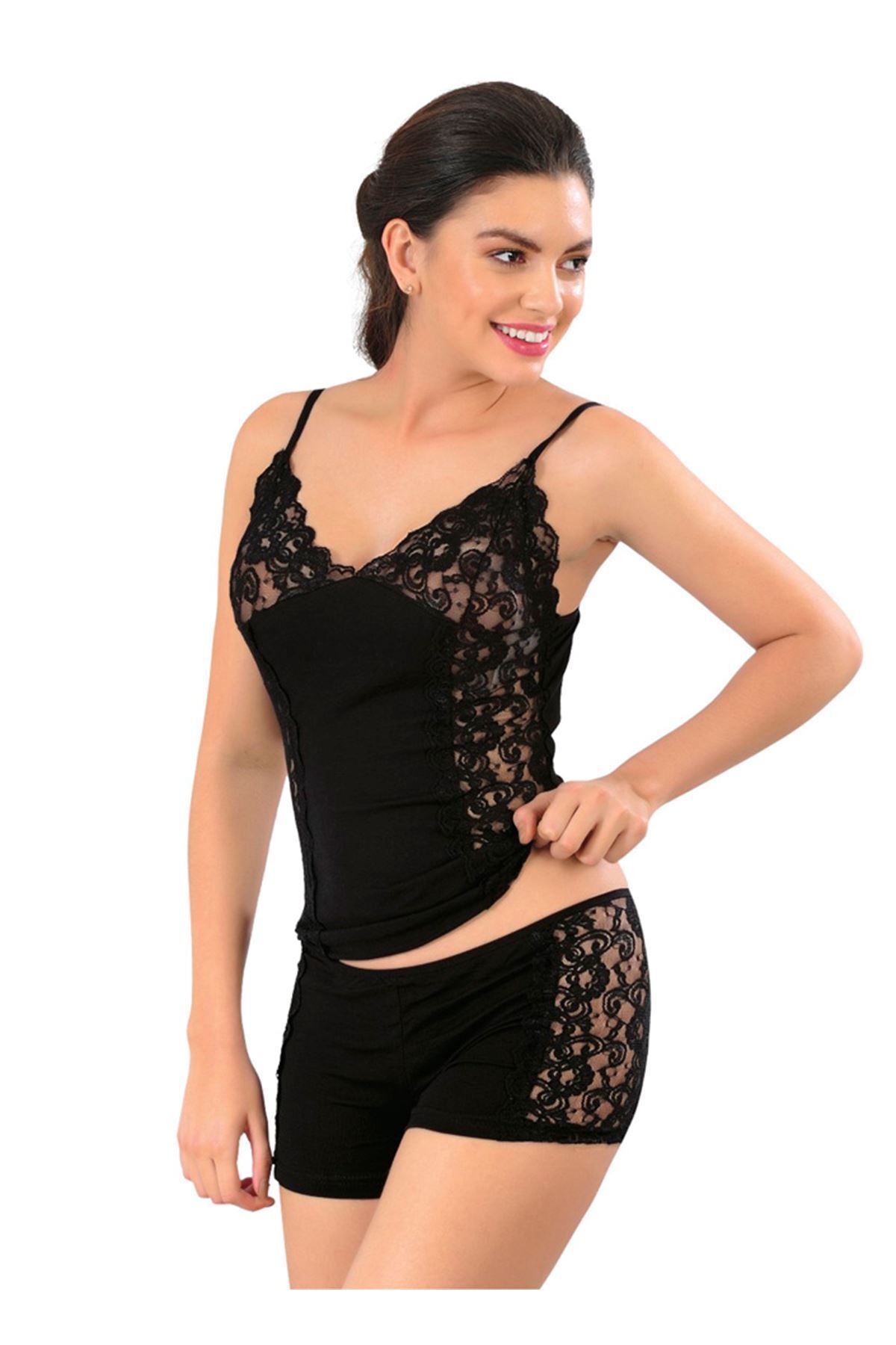 Shop58 Siyah Atlet Şort Takım - 3018