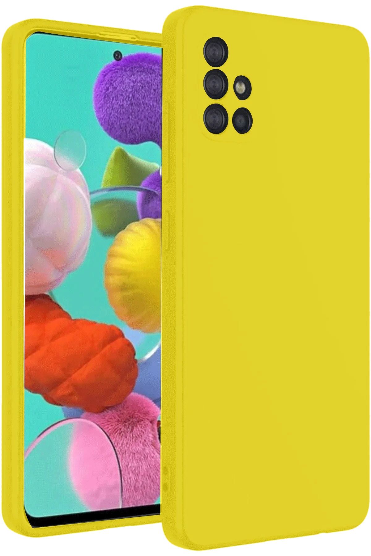 NewFace Galaxy A31 uyumlu Kılıf Nano içi Kadife Silikon - Sarı ALMLA