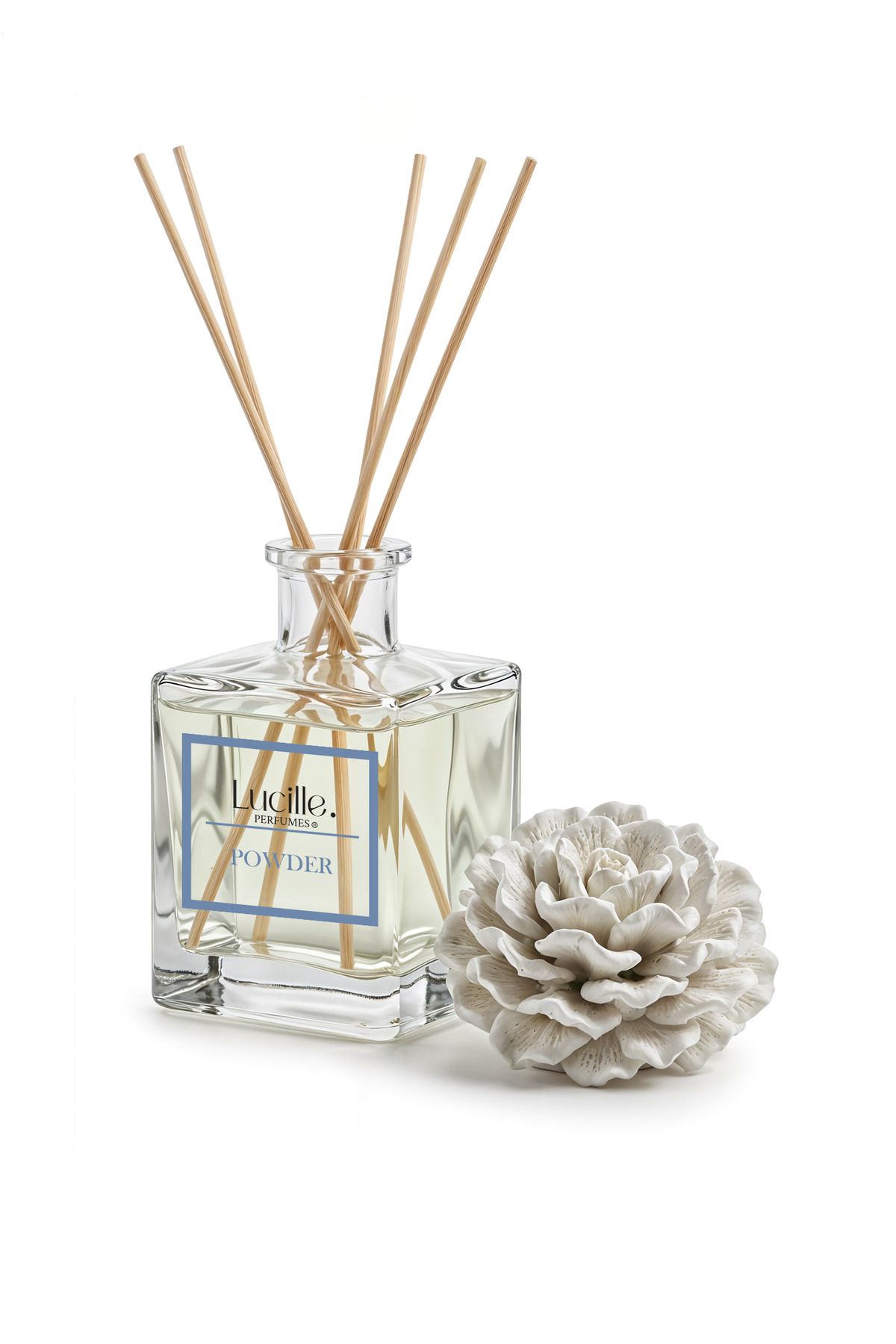 Lucille Esanslı Kalıcı Kokulu Powder Aromalı Bambu Çubuklu Oda Kokusu - 500 Ml Özel Kutusunda
