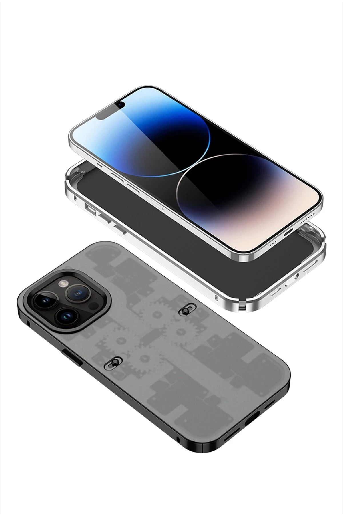NewFace iPhone 13 Pro Kılıf Mekanik Bumper Kapak - Derin Mor NRMSA