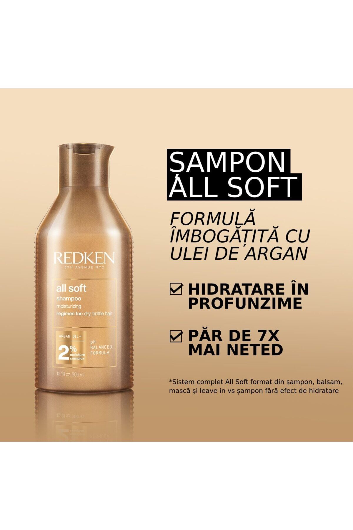 REDKEN-Sampon Redken All Soft pentru parul uscat imbogatit cu ulei de argan si complex hidratant 3