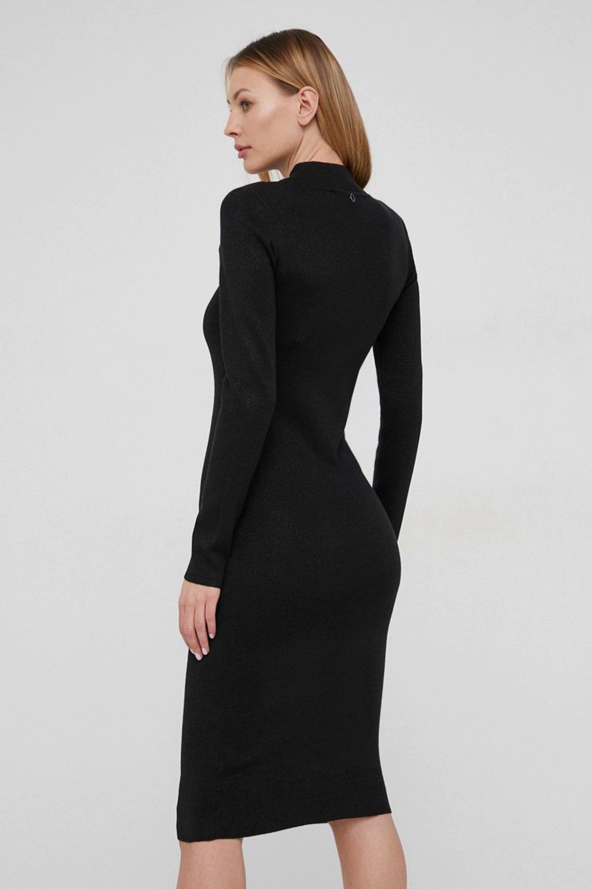 Guess-Rochie midi tricotata Guess cu segment transparent Negru L INTL 2