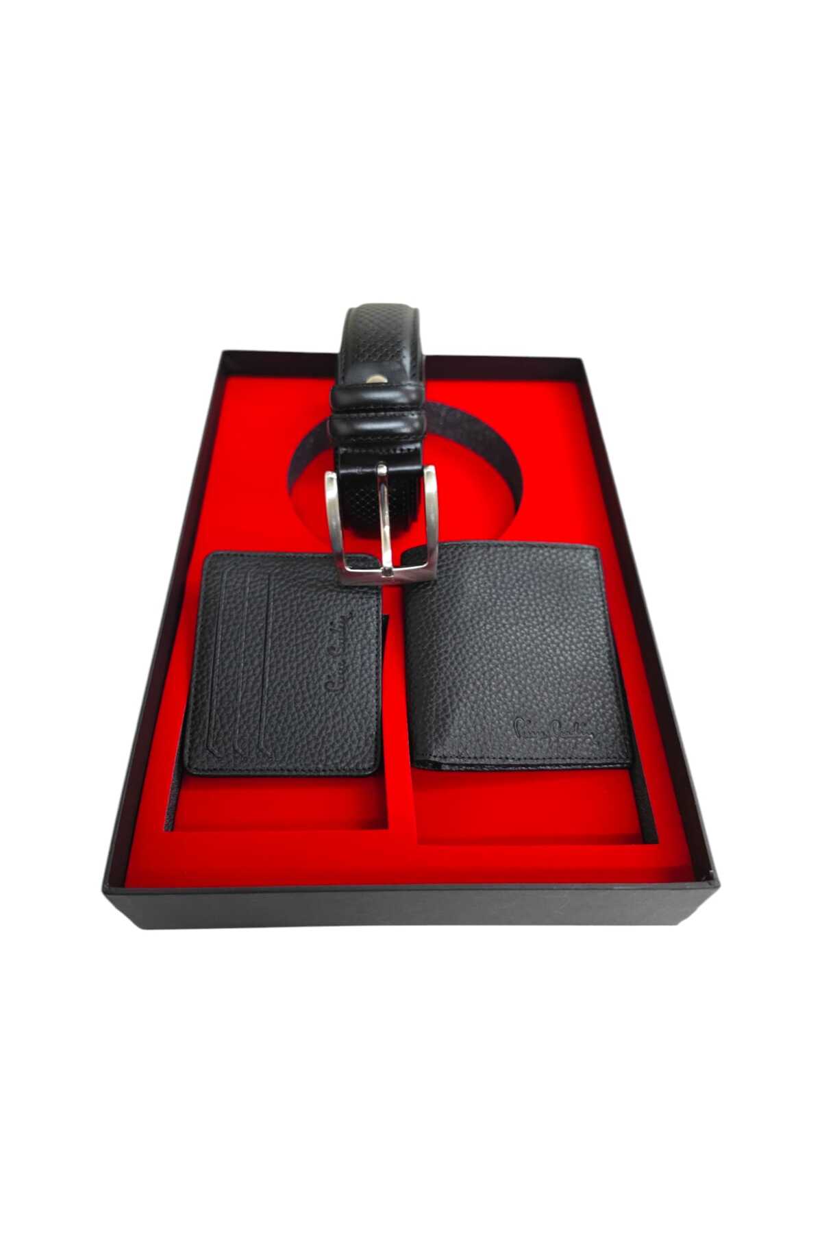 ست ۳ تکه: کمربند، کیف پول و جای کارت - چرم اصل مردانه | پیر کاردین Pierre Cardin PLKLK01 - تصویر 3