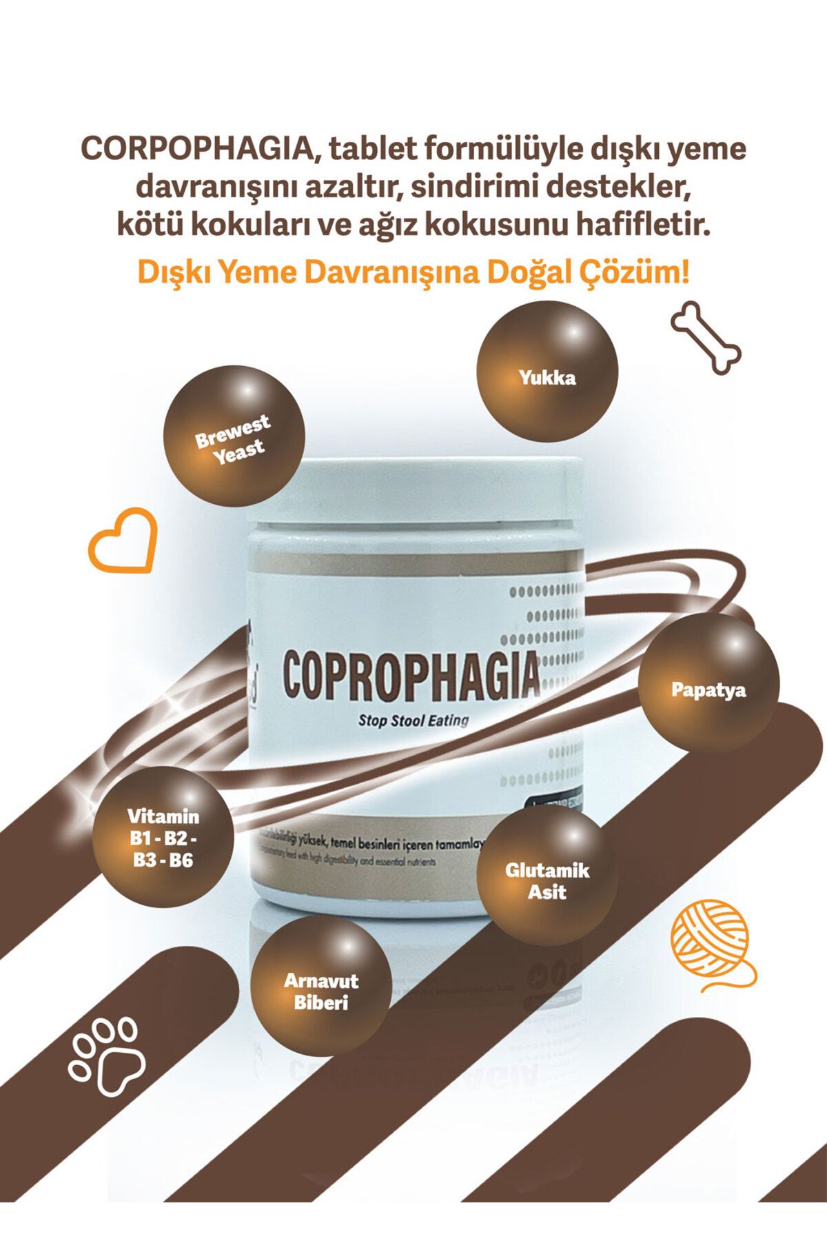 vsd COPROPHAGIA 120g Chew Tablet Kediler için Dışkı Yeme Önleyici