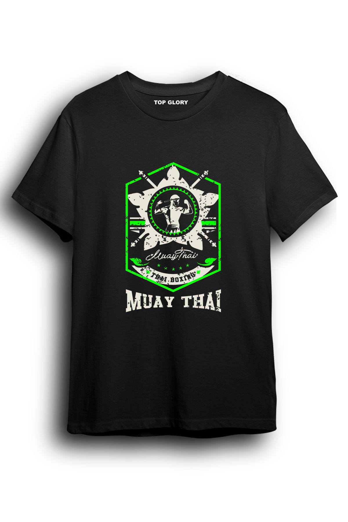 TOP GLORY Muay Thai Baskılı Spor T-Shirt Sporcu Tişörtü