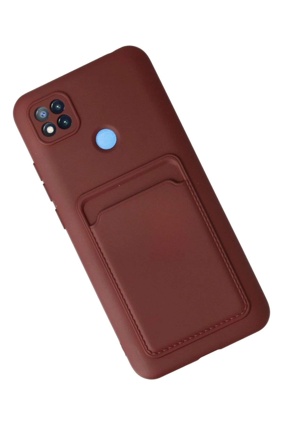 NewFace Xiaomi Redmi 9C Kılıf Kelvin Kartvizitli Silikon - Bordo NRMSA