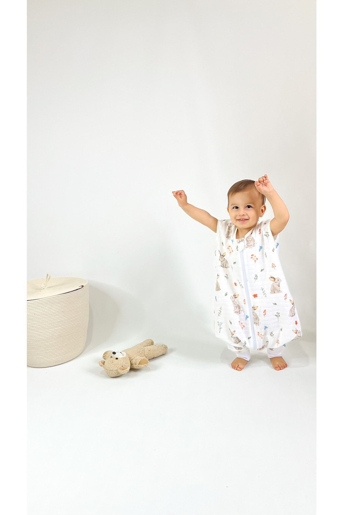 Las Vivas Kids Yazlık Müslin Uyku Tulumu, 0.5 Tog Tek Katlı Çocuk Tulumu, Kız Erkek Bebek Tavşanlı Unisex Tulum fotoğrafı 2 (önizleme)