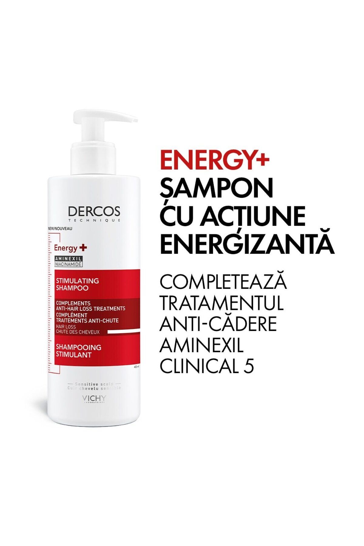 Vichy-Sampon energizant Vichy Dercos Energy impotriva caderii parului cu aminexil 3