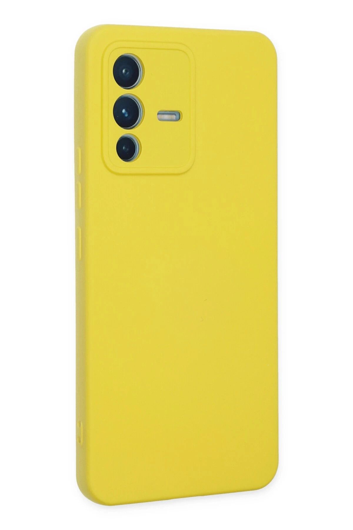NewFace Vivo V23 5G Kılıf Nano içi Kadife Silikon - Sarı SVLRS