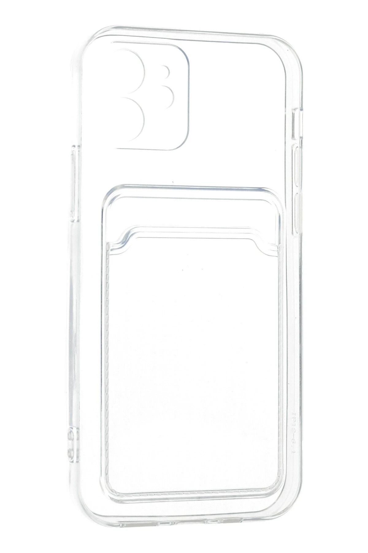 NewFace iPhone 12 Kılıf Kart Şeffaf Silikon - Şeffaf NRMSA