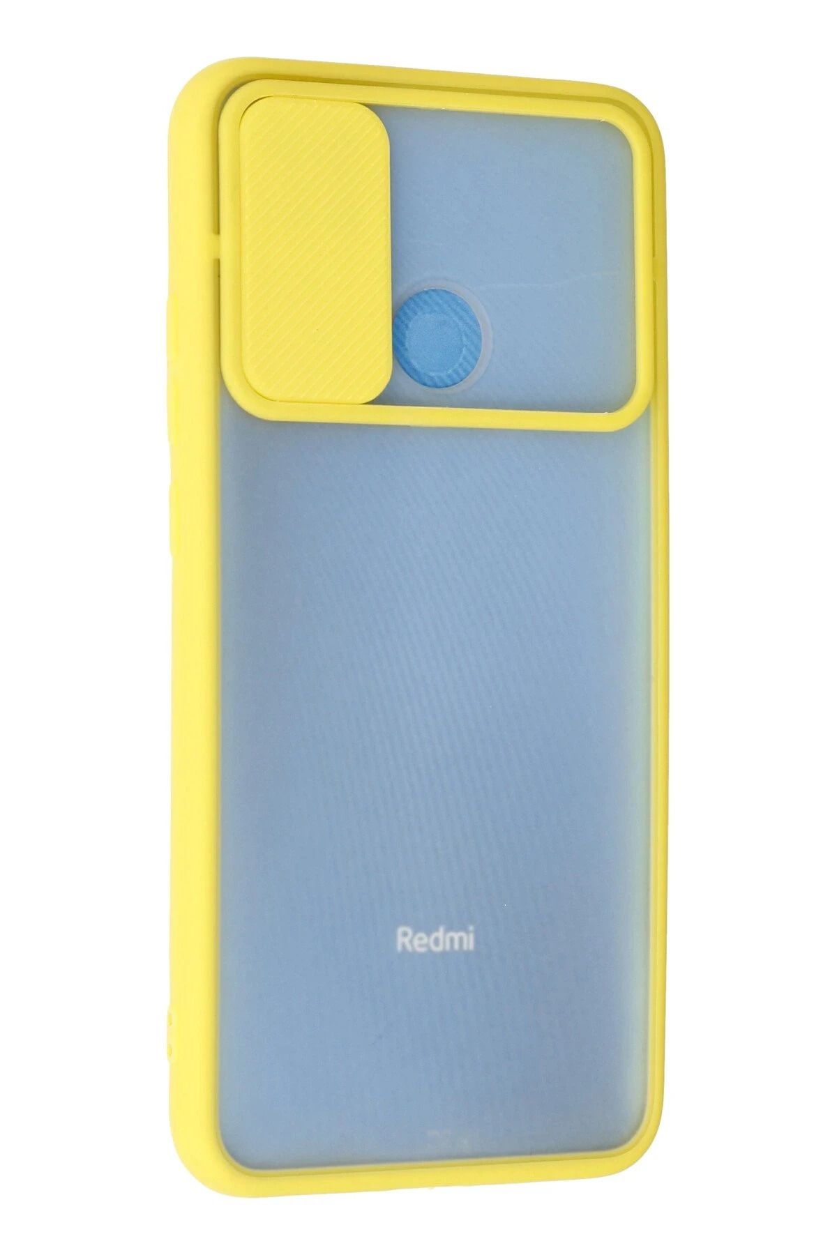 NewFace Xiaomi Redmi 9C Kılıf Palm Buzlu Kamera Sürgülü Silikon - Sarı GLSTD