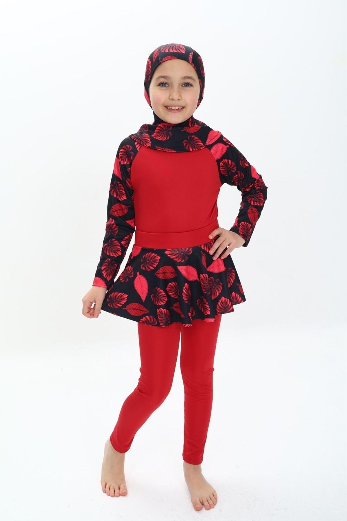 MODANINO Set De Costume De Baie 3 Piese Pentru Fete Cu Mâneci Lungi Și Fund 8-16 Ani 12229 Femeie - 8-9 ani