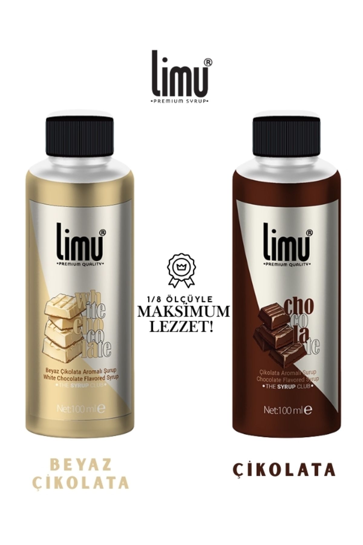 limu Çikolata ve Beyaz Çikolata Aromalı Şurup Yüksek Aromalı Deneme Seti 2x100 ml