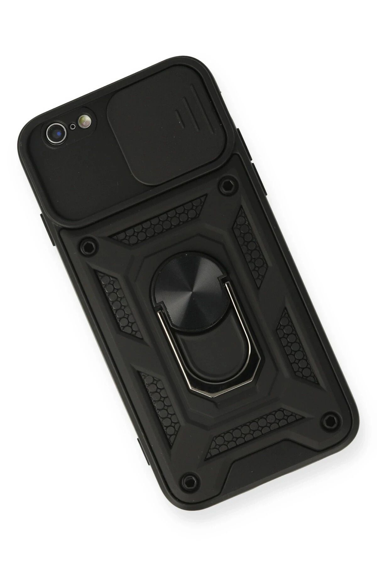 NewFace iPhone 6 Kılıf Pars Lens Yüzüklü Silikon - Siyah WLZOR