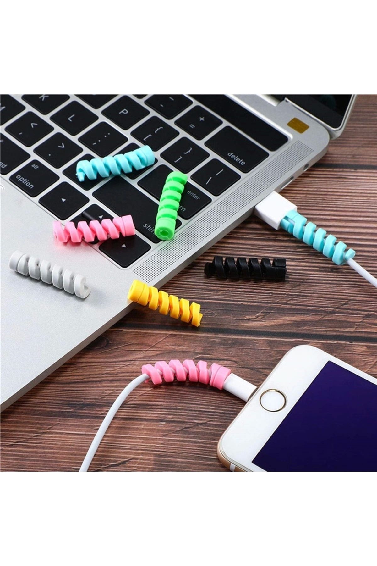 STOREMAX 4&#39;lü Apple, Android Şaj Kablosu Koruyucu Silikon Spiral Yay Aparat (5047)