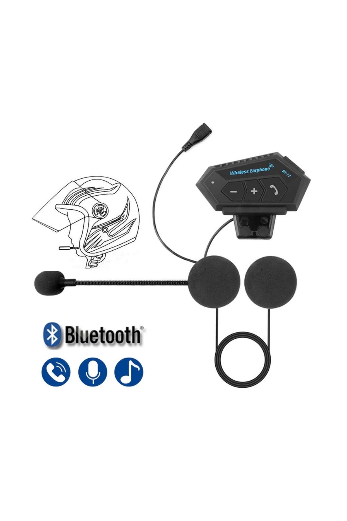 YNT İthalat Bt12 Kask Kulaklık Bluetooth Motosiklet Kulaklık Interkom Motorsiklet Kulaklık