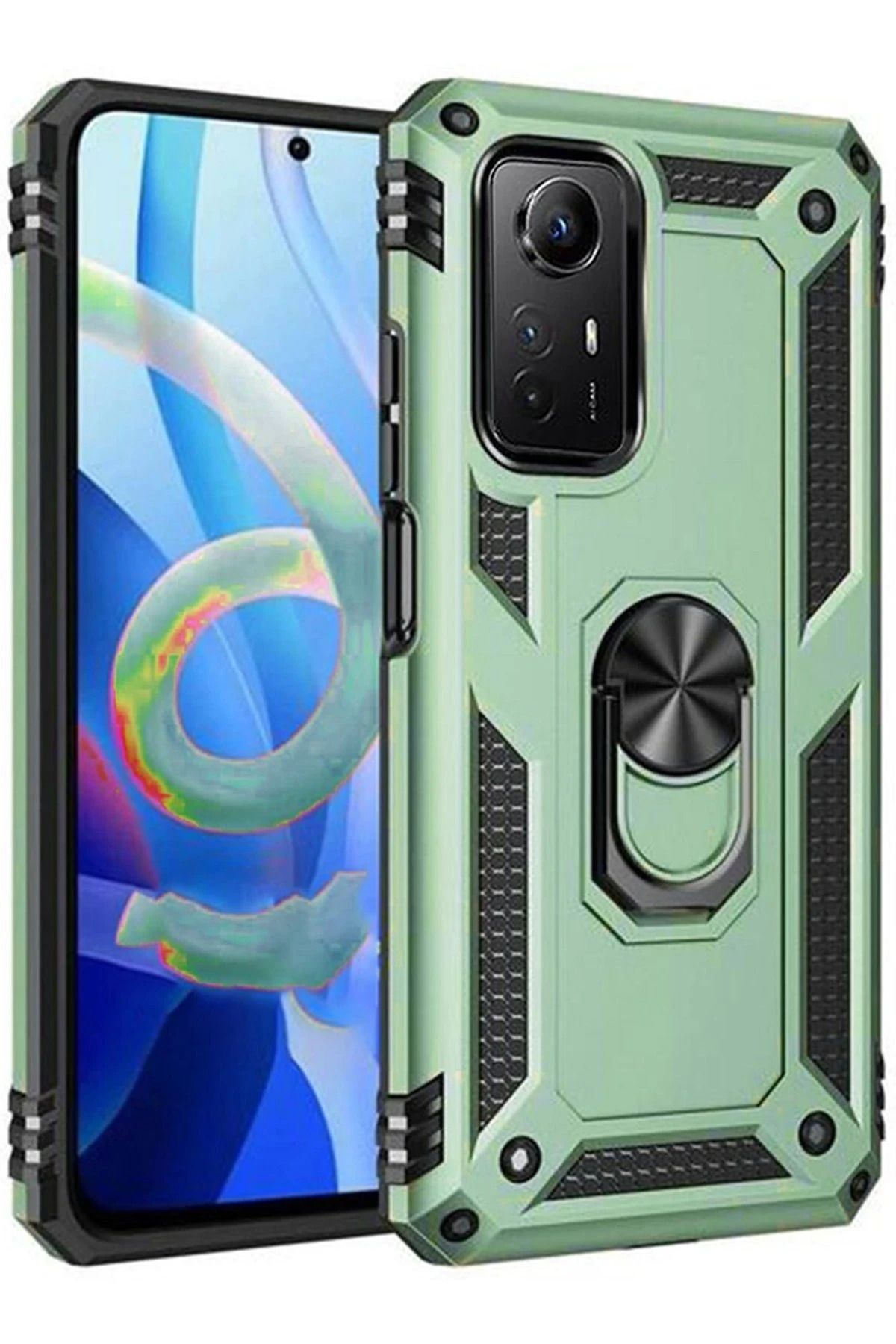 NewFace Xiaomi Redmi Note 12S Kılıf Sofya Yüzüklü Silikon Kapak - Yeşil GLSTD