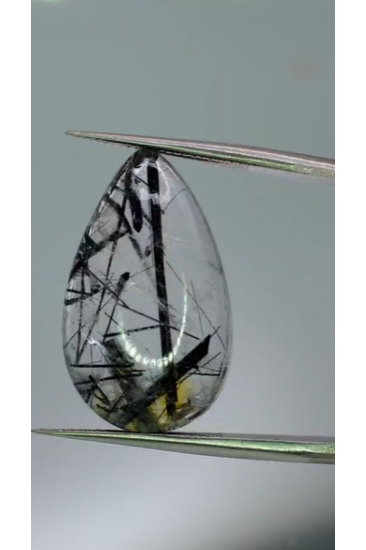 Aries 13.80ct 23.4x14mm Pear Natural Black Rutilated Quartz