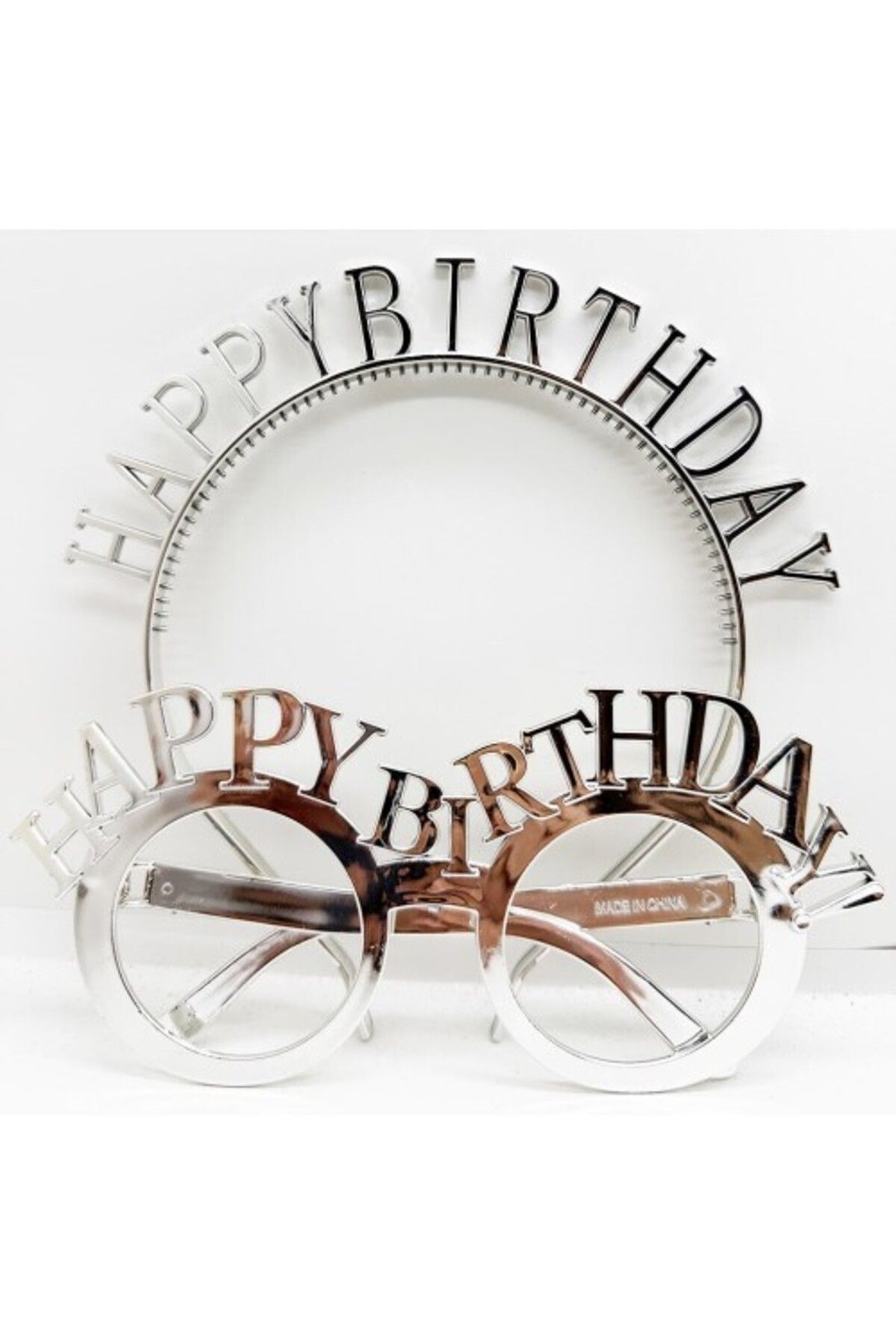 Otocub Happy Birthday Taç ve Gözlük Seti Gümüş Renk