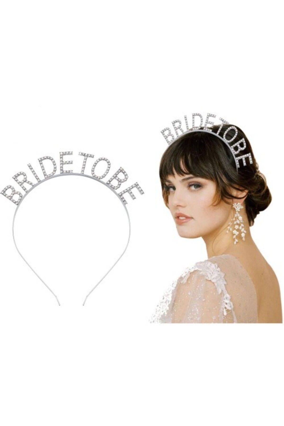 Otocub Gümüş Kaplama Kristal Taşlı Bride To Be Gelin Tacı