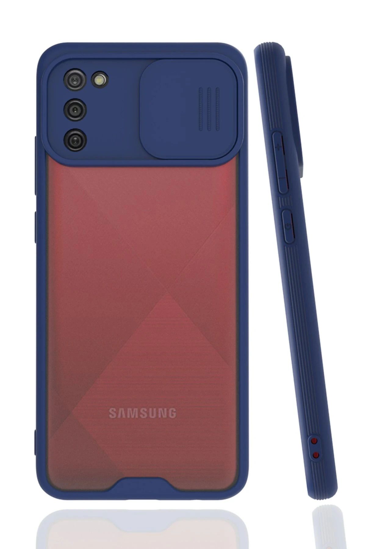 NewFace Samsung Galaxy A02S Kılıf Platin Kamera Koruma Silikon - Lacivert GLSTD